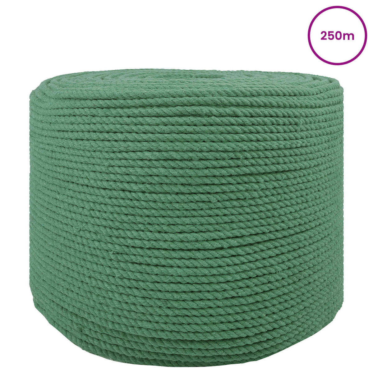 vidaXL Cotton Twine 4 mm 250 m Πράσινο 100% Βαμβάκι