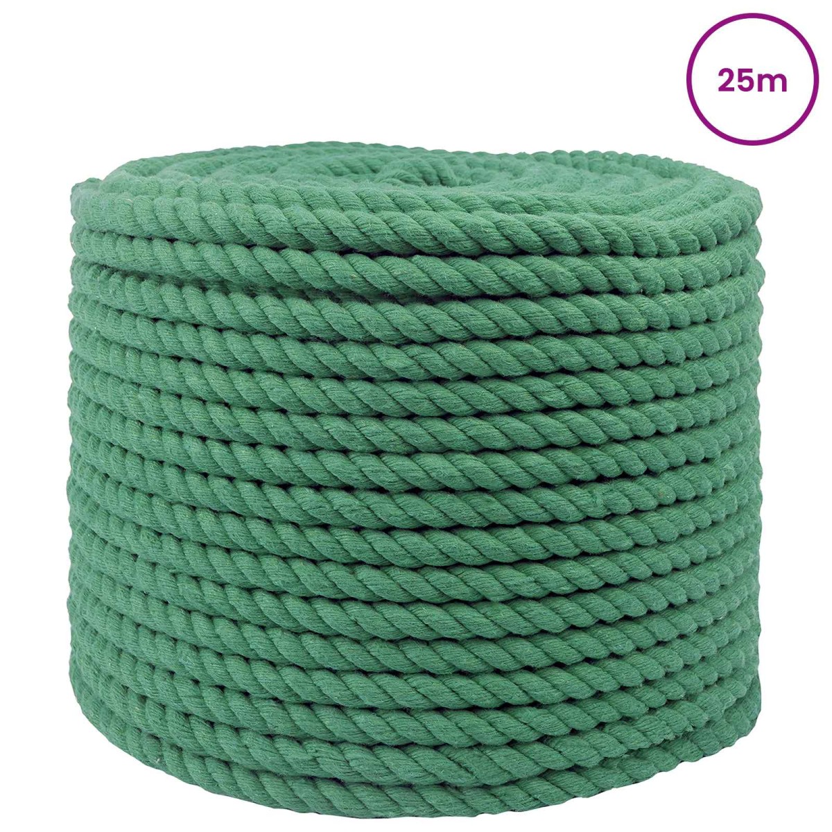 vidaXL Κωτόσχοινo 10 mm 25 m Πράσινο 100% Βαμβάκι