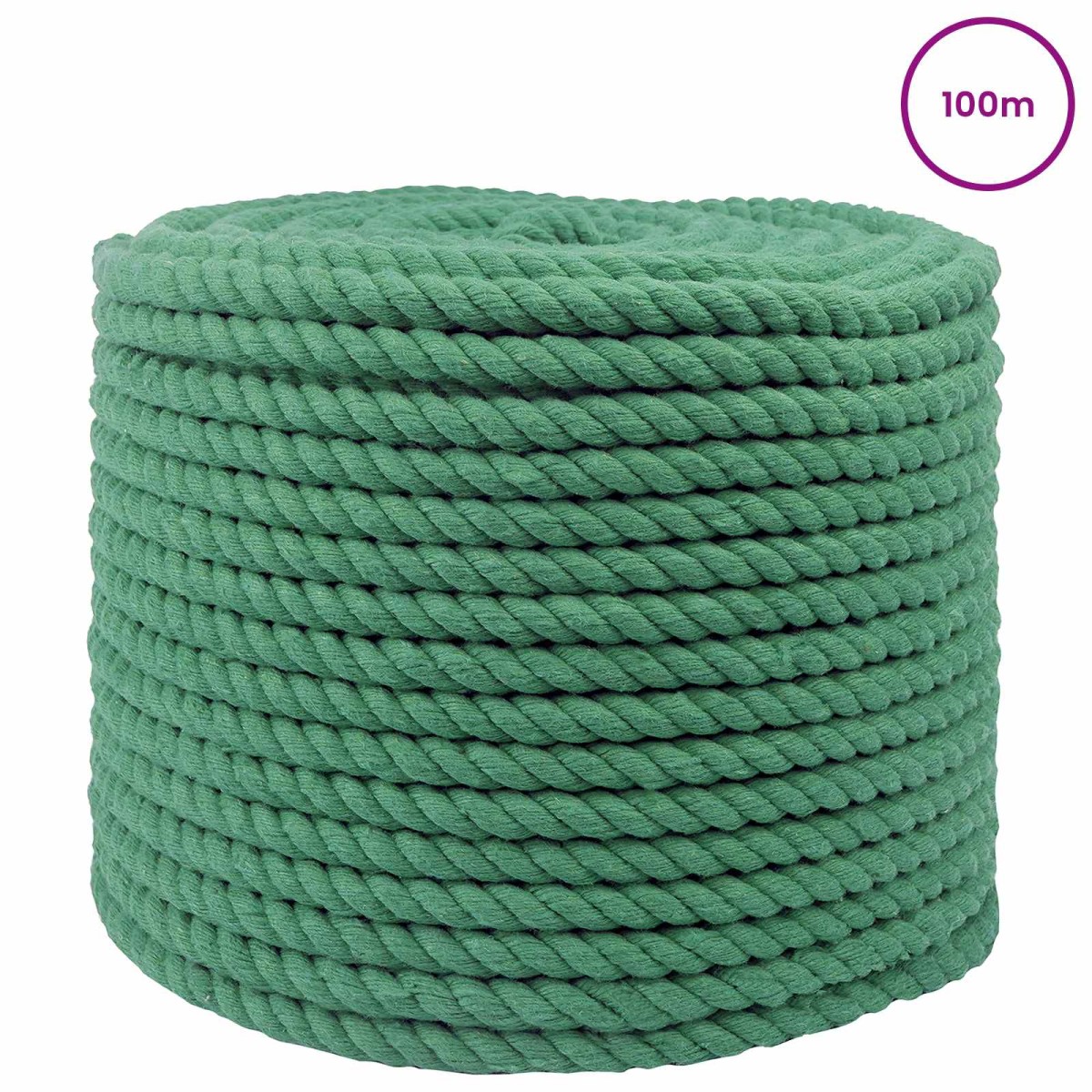 vidaXL Κωτόσχοινo 10 mm 100 m Πράσινο 100% Βαμβάκι