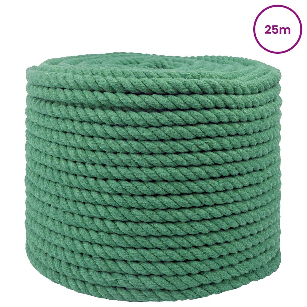 vidaXL Κωτόσχοινo 12 mm 25 m Πράσινο 100% Βαμβάκι