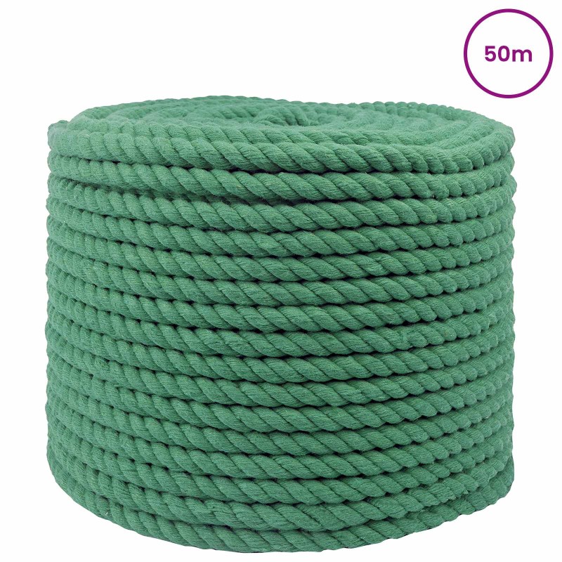 vidaXL Κωτόσχοινo 12 mm 50 m Πράσινο 100% Βαμβάκι