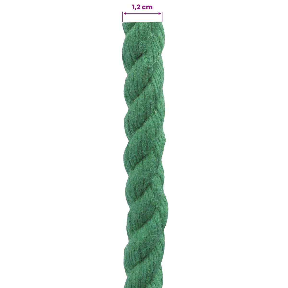 vidaXL Κωτόσχοινo 12 mm 250 m Πράσινο 100% Βαμβάκι