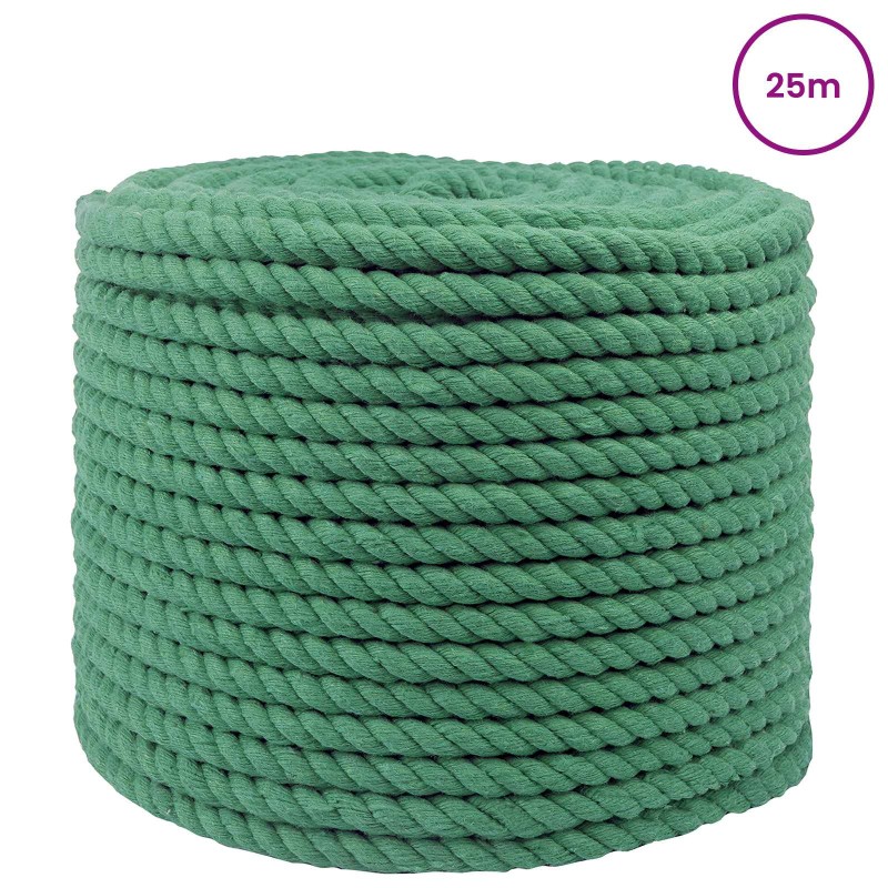 vidaXL Κωτόσχοινo 14 mm 25 m Πράσινο 100% Βαμβάκι