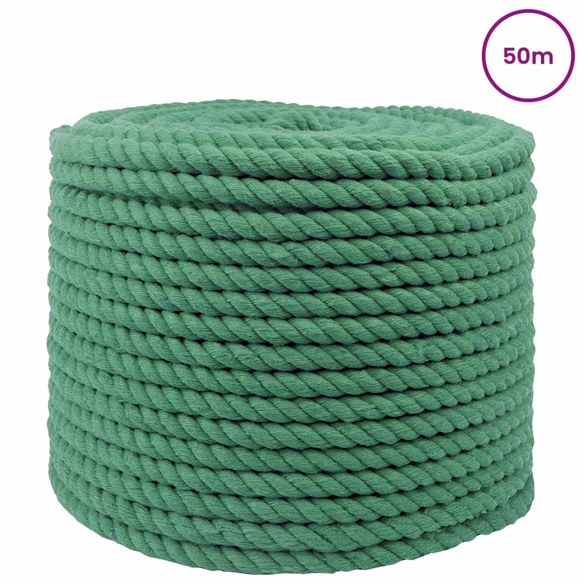 vidaXL Κωτόσχοινo 14 mm 50 m Πράσινο 100% Βαμβάκι