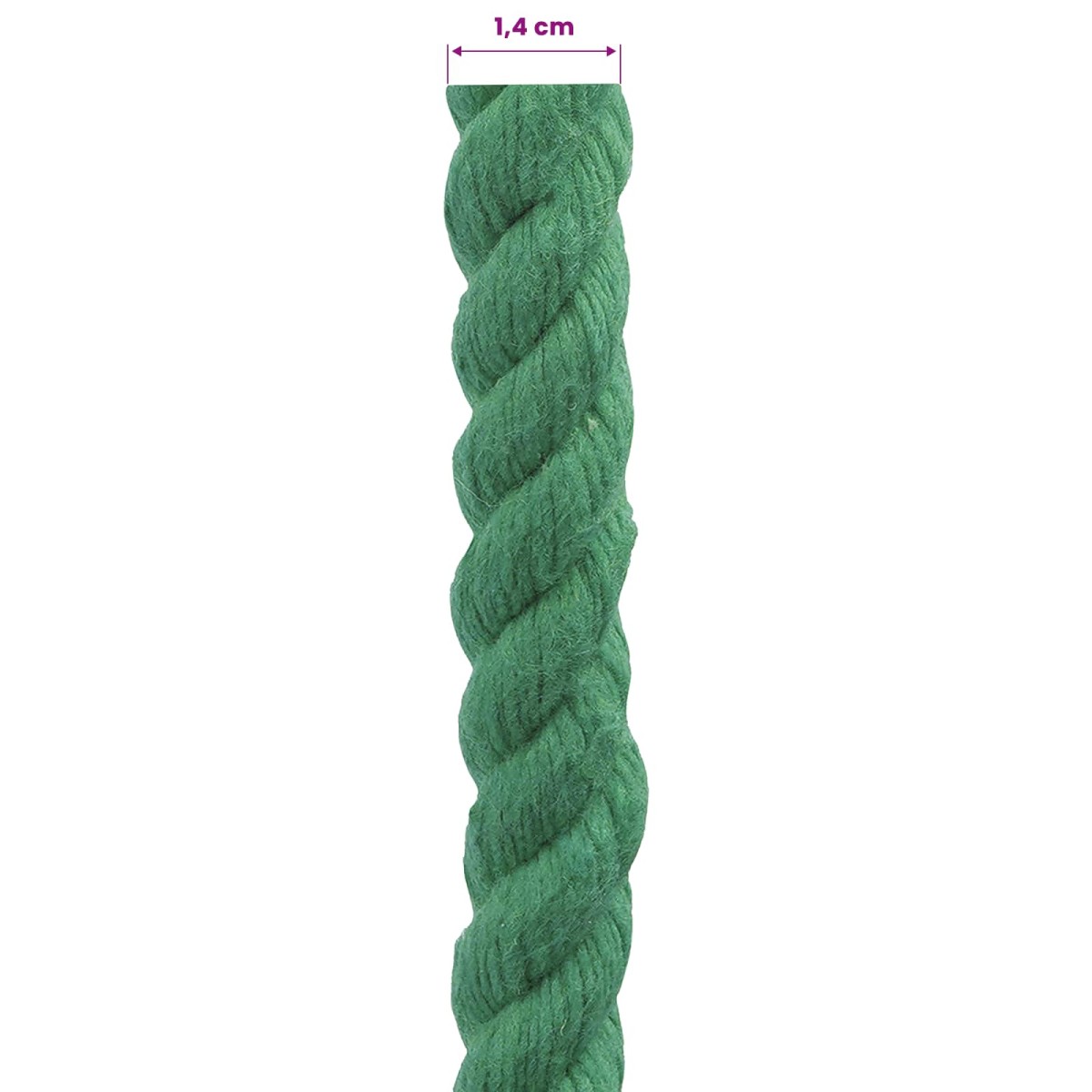 vidaXL Κωτόσχοινo 14 mm 50 m Πράσινο 100% Βαμβάκι