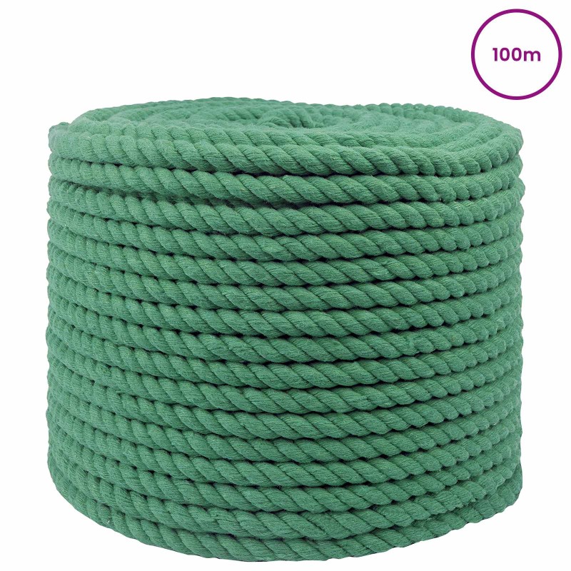vidaXL Κωτόσχοινo 14 mm 100 m Πράσινο 100% Βαμβάκι