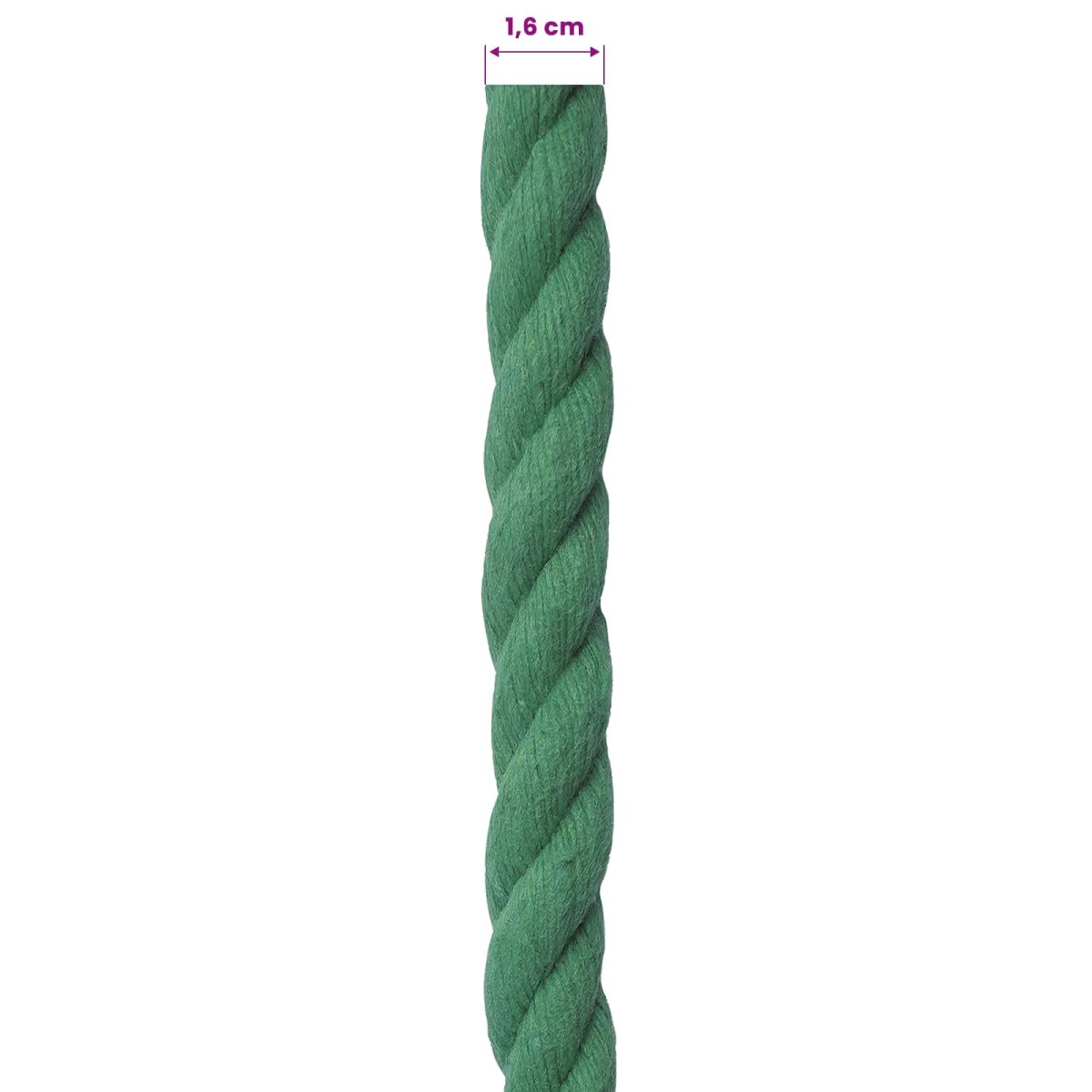 vidaXL Κωτόσχοινo 16 mm 25 m Πράσινο 100% Βαμβάκι