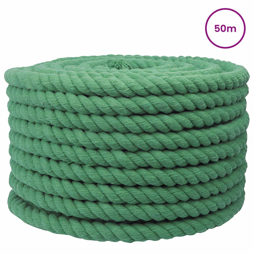 vidaXL Κωτόσχοινo 16 mm 50 m Πράσινο 100% Βαμβάκι