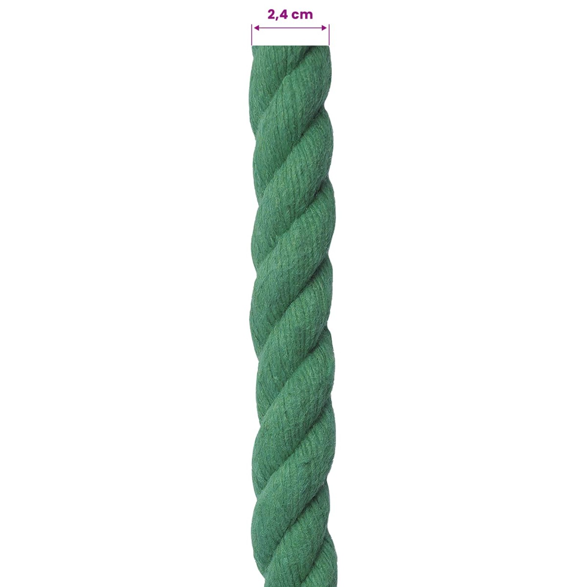 vidaXL Κωτόσχοινo 24 mm 50 m Πράσινο 100% Βαμβάκι