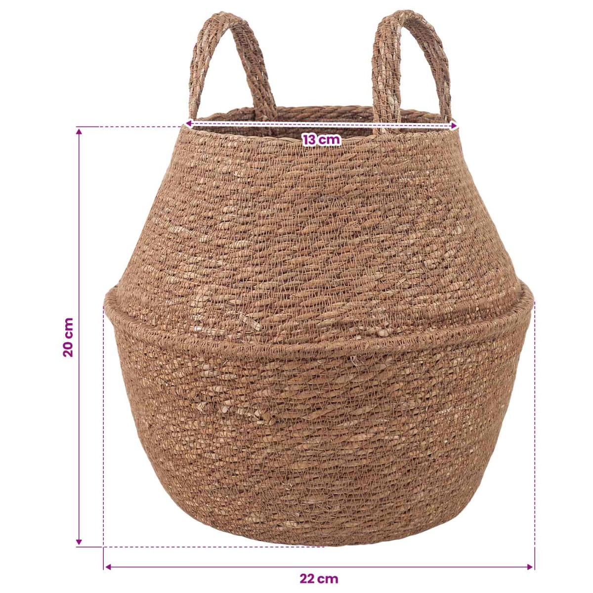 vidaXL Γλάστρα με Χερούλια 2 τμχ. Φυσικό Ø 22 x 20 cm