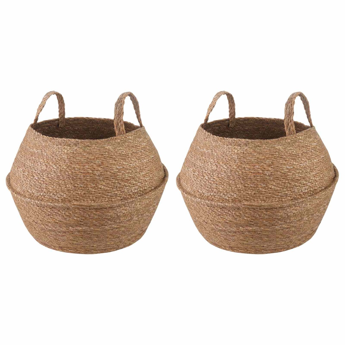 vidaXL Γλάστρα με Χερούλια 2 τμχ. Φυσικό Ø 32 x 32 cm
