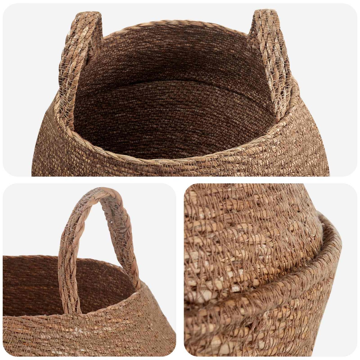 vidaXL Γλάστρα με Χερούλια 2 τμχ. Φυσικό Ø 32 x 32 cm