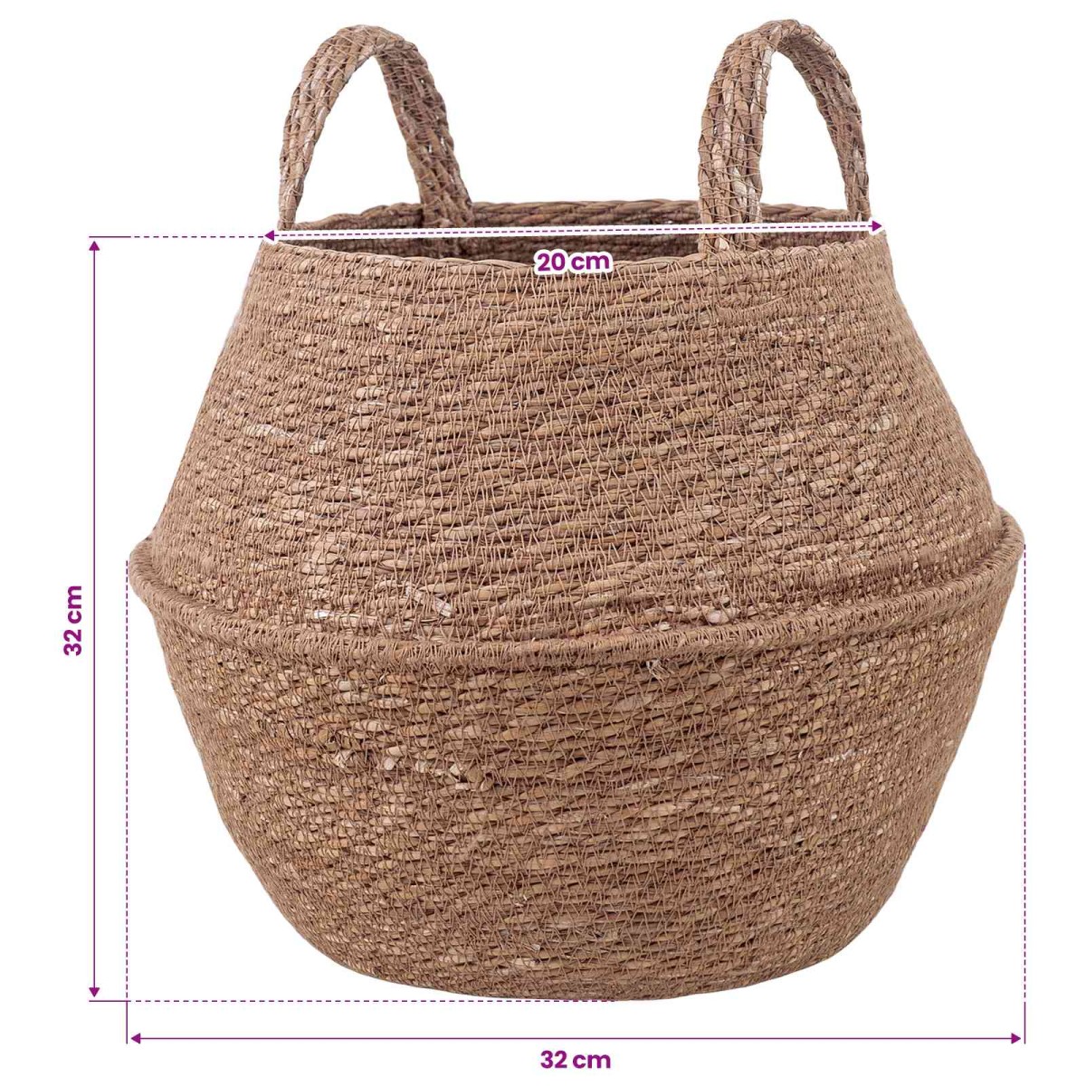 vidaXL Γλάστρα με Χερούλια 2 τμχ. Φυσικό Ø 32 x 32 cm