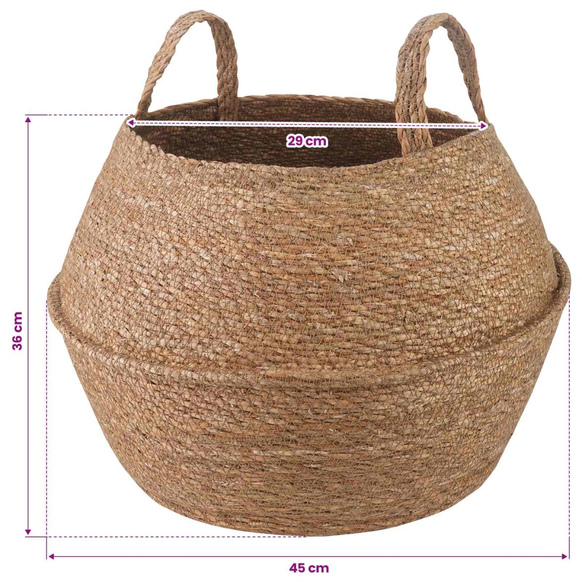 vidaXL Γλάστρα με Χερούλια 2 τμχ. Φυσικό Ø 45 x 36 cm