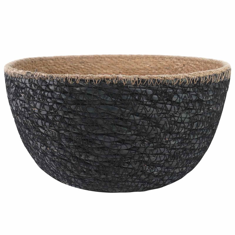 vidaXL Γλάστρα με Χερούλια 2 τμχ. Μαύρο Ø 22 x 20 cm 100% Θαλασσόχορτο