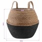 vidaXL Γλάστρα με Χερούλια Μαύρο Ø 32 x 32 cm 100% Θαλασσόχορτο