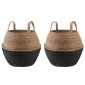 vidaXL Γλάστρα με Χερούλια 2 τμχ. Μαύρο Ø 32 x 32 cm 100% Θαλασσόχορτο
