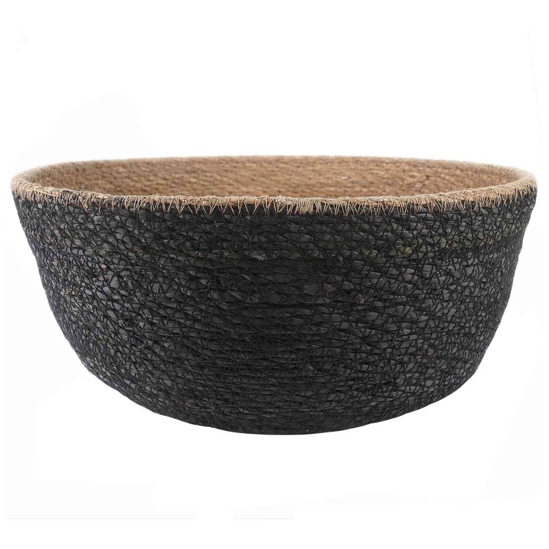 vidaXL Γλάστρα με Χερούλια Μαύρο Ø 45 x 36 cm 100% Θαλασσόχορτο