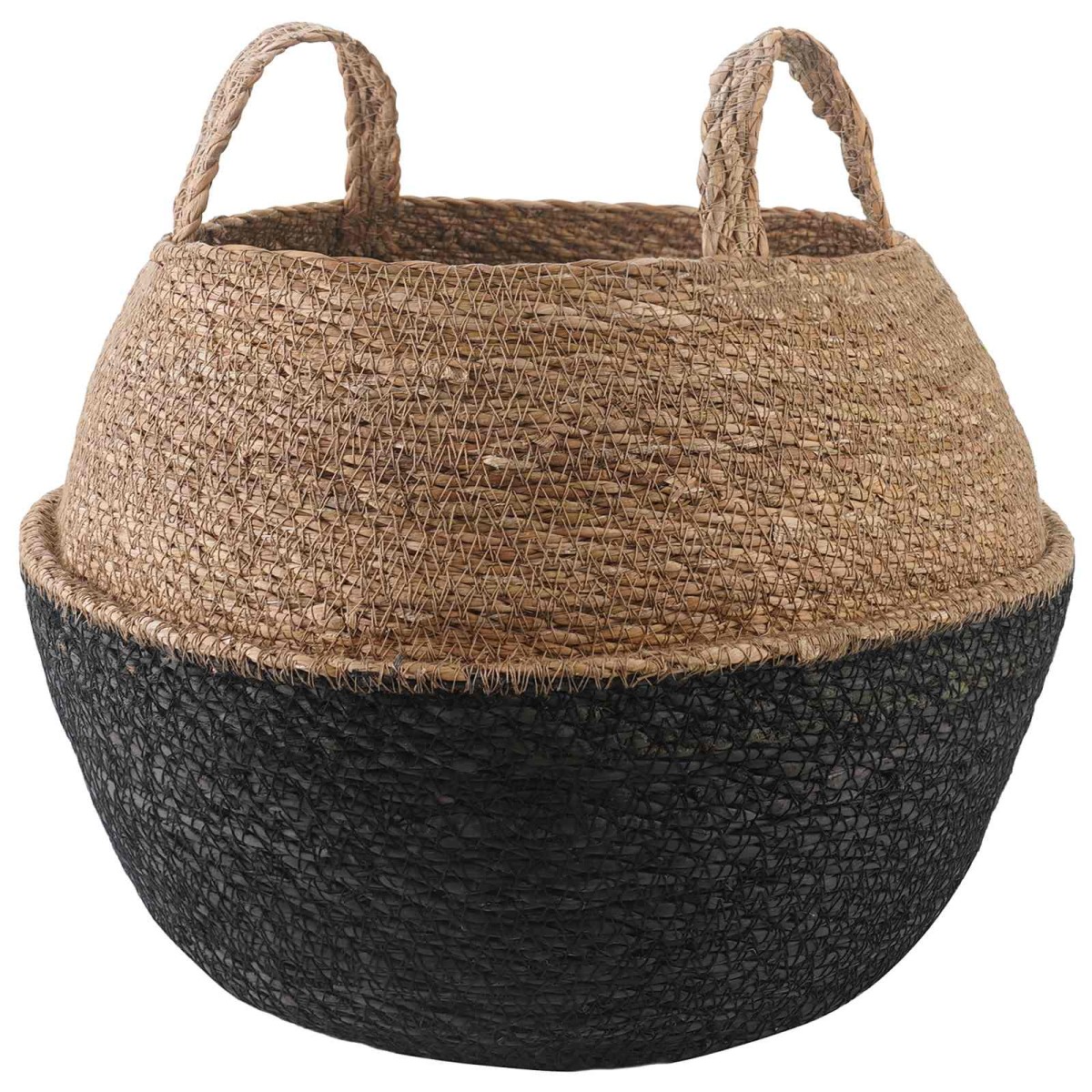 vidaXL Γλάστρα με Χερούλια Μαύρο Ø 45 x 36 cm 100% Θαλασσόχορτο