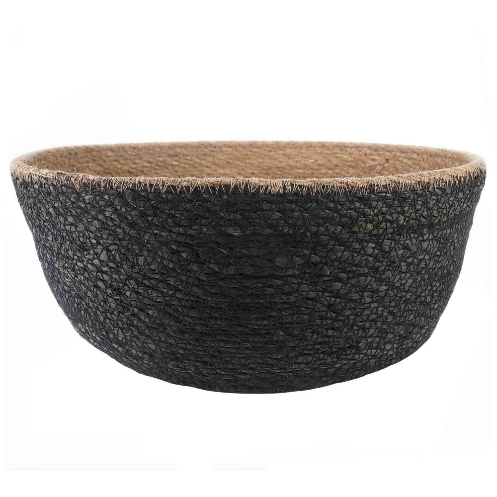 vidaXL Γλάστρα με Χερούλια 2 τμχ. Μαύρο Ø 45 x 36 cm 100% Θαλασσόχορτο