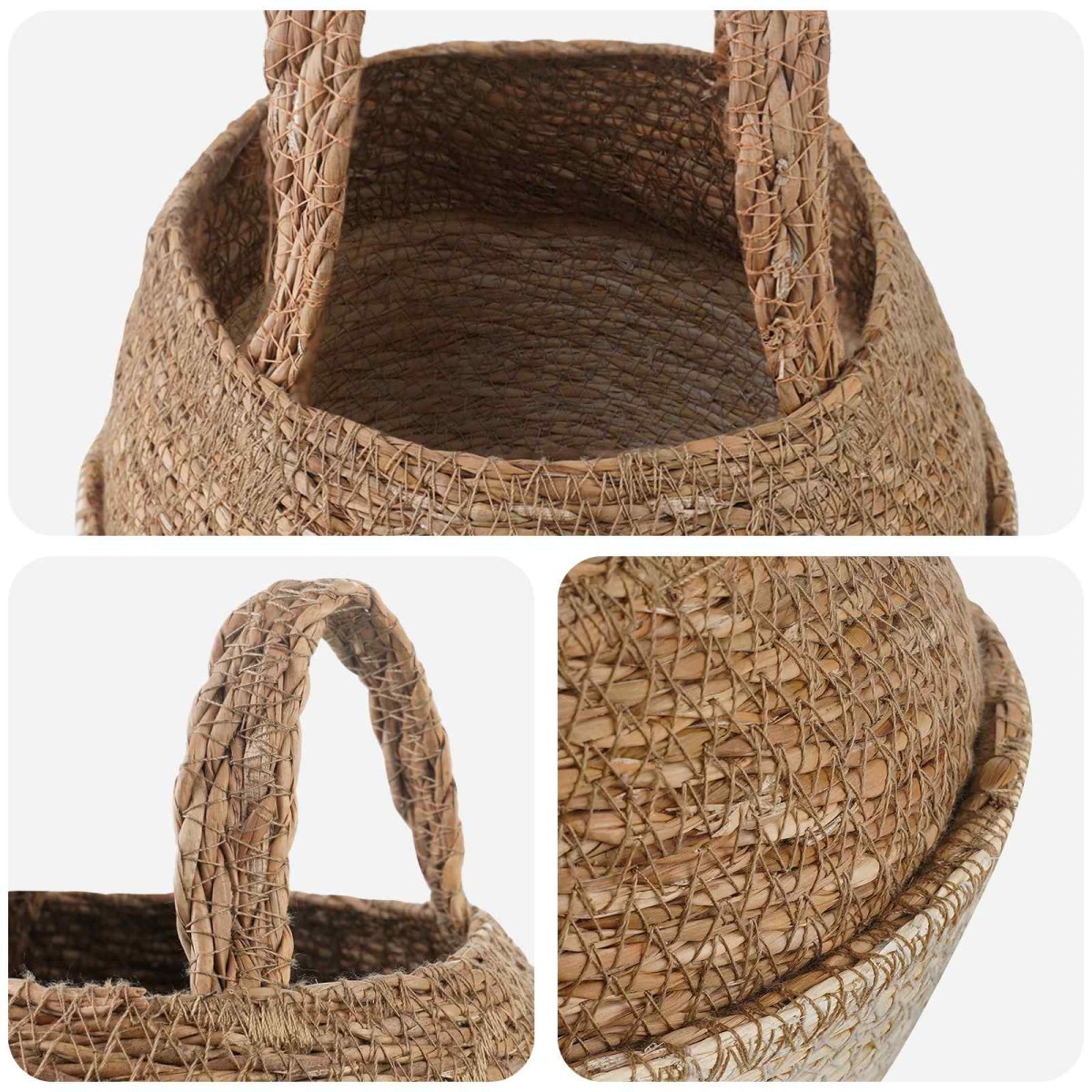 vidaXL Γλάστρα με Χερούλια 2 τμχ. Λευκό Ø 22 x 20 cm 100% Θαλασσόχορτο