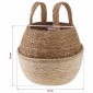 vidaXL Γλάστρα με Χερούλια 2 τμχ. Λευκό Ø 22 x 20 cm 100% Θαλασσόχορτο