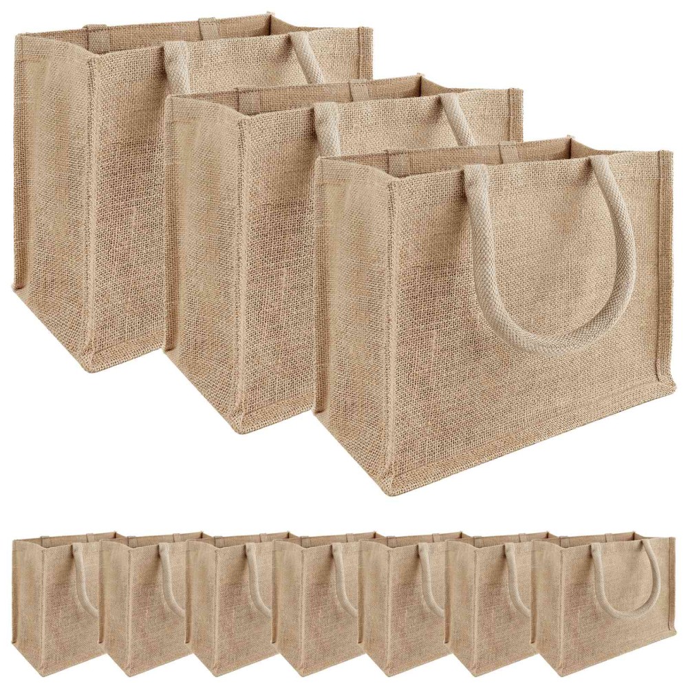 vidaXL Τσάντες από γιούτα 10 Φυσικό 26 x 22 x 14 εκ 100% Γιούτα Τοσσά