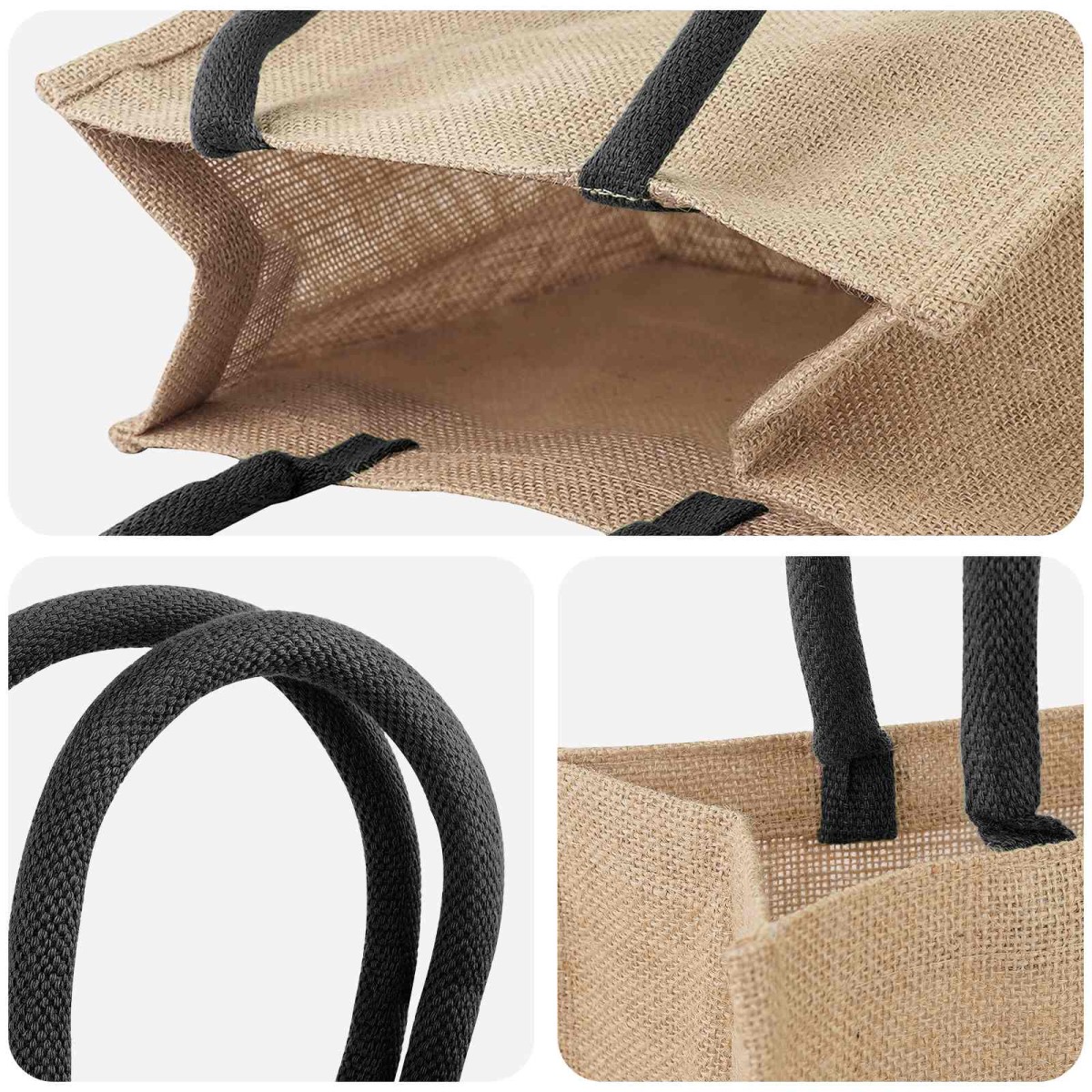 vidaXL Τσάντες από γιούτα 10 Φυσικό και Μαύρο 26 x 22 x 14 εκ