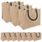 vidaXL Τσάντες από γιούτα 10 Φυσικό και Μαύρο 26 x 22 x 14 εκ