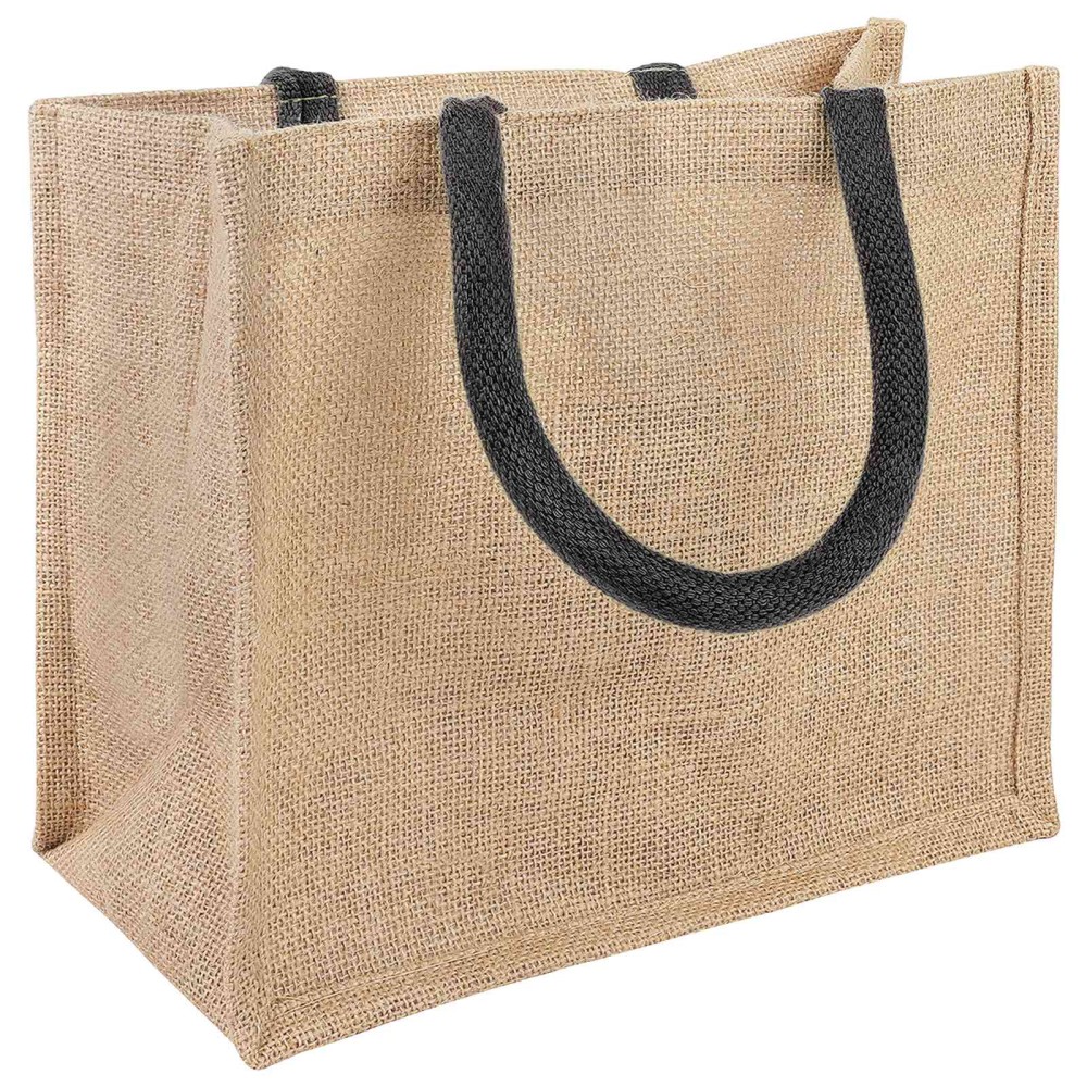 vidaXL Τσάντες από γιούτα 50 Φυσικό και Μαύρο 26 x 22 x 14 εκ