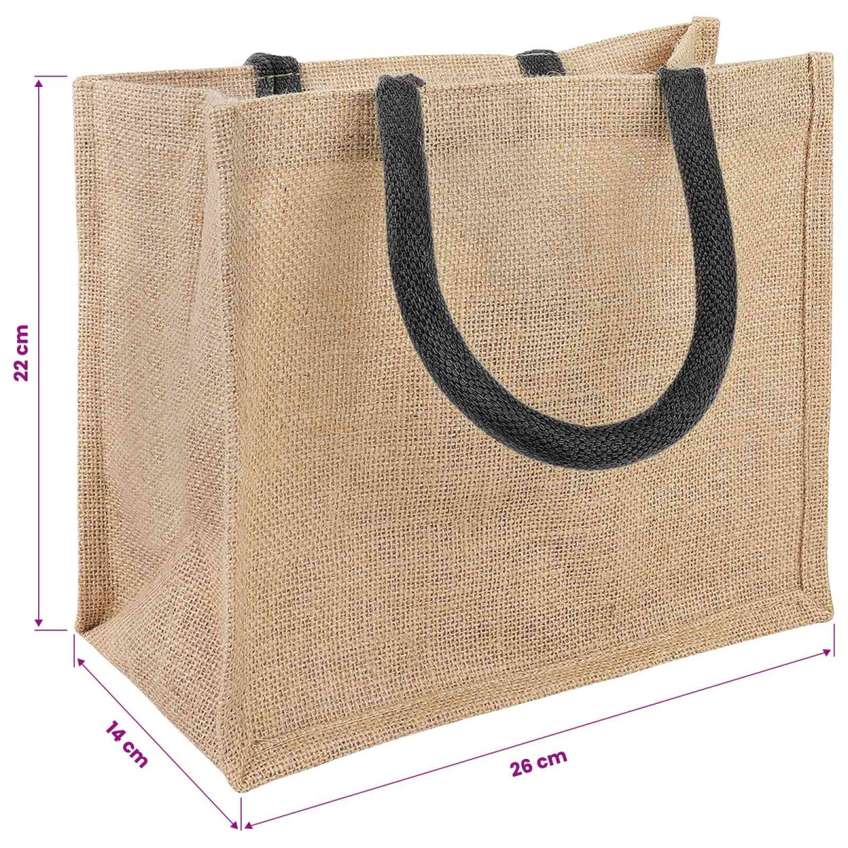 vidaXL Τσάντες από γιούτα 50 Φυσικό και Μαύρο 26 x 22 x 14 εκ