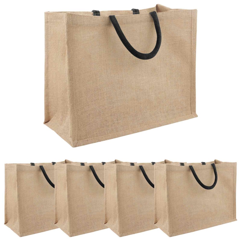 vidaXL Τσάντες από γιούτα 5 Φυσικό και Μαύρο 42 x 33 x 19 εκ