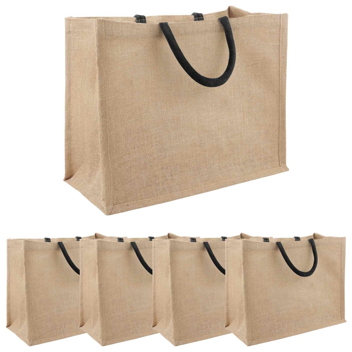 vidaXL Τσάντες από γιούτα 5 Φυσικό και Μαύρο 42 x 33 x 19 εκ