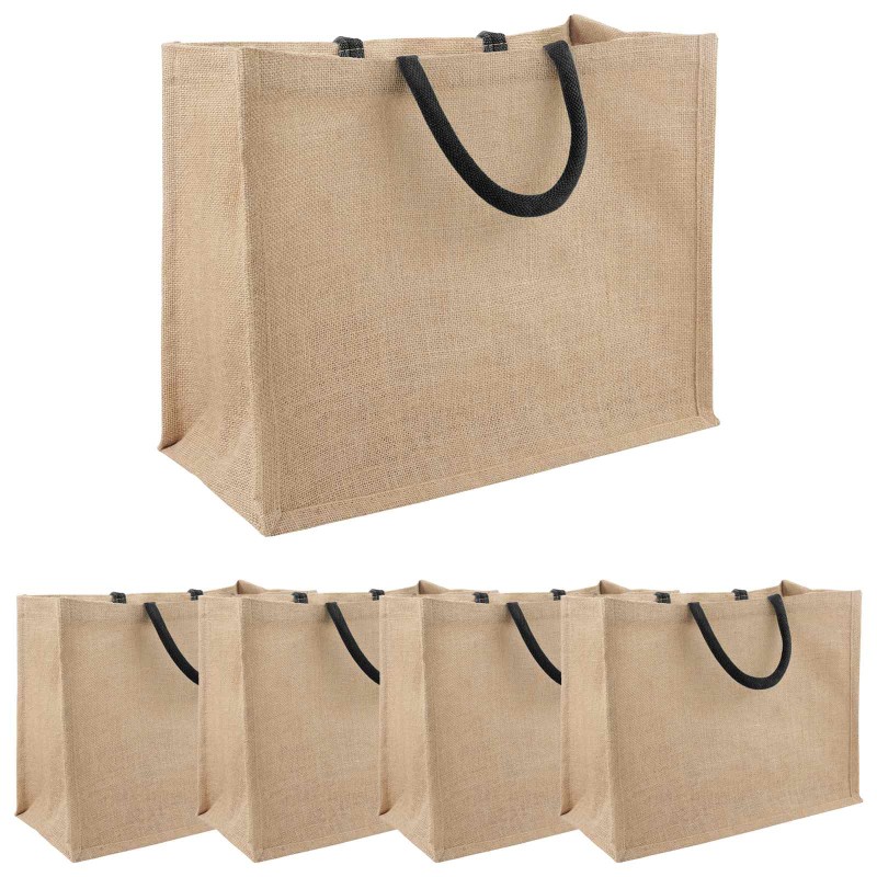 vidaXL Τσάντες από γιούτα 5 Φυσικό και Μαύρο 42 x 33 x 19 εκ