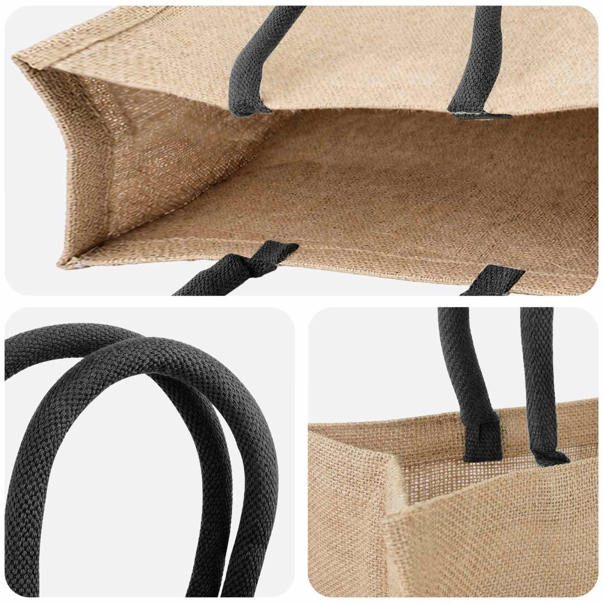vidaXL Τσάντες από γιούτα 50 Φυσικό και Μαύρο 42 x 33 x 19 εκ