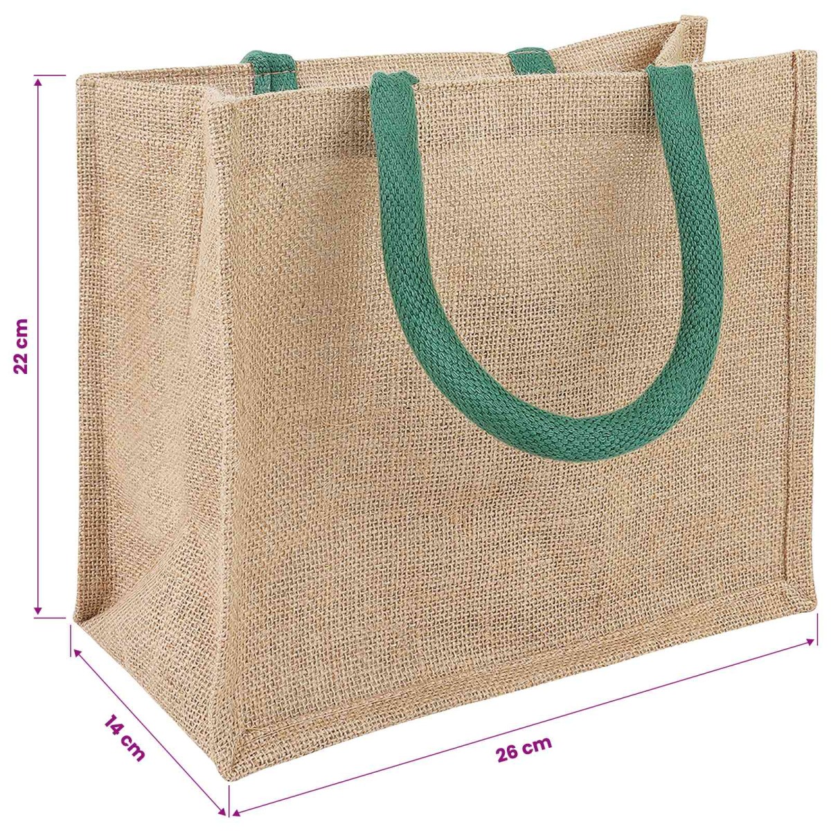 vidaXL Τσάντες από γιούτα 10 Φυσικό και Πράσινο 26 x 22 x 14 εκ