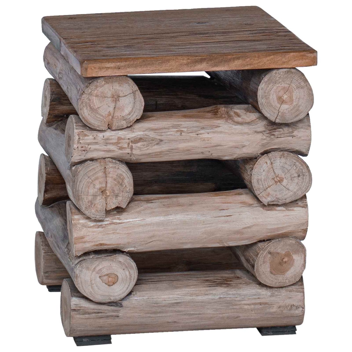 vidaXL Σκαμνί Φυσικό 30 x 30 x 38 cm Στερεό Ξύλο Τίκ