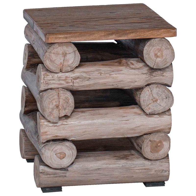 vidaXL Σκαμνί Φυσικό 30 x 30 x 38 cm Στερεό Ξύλο Τίκ