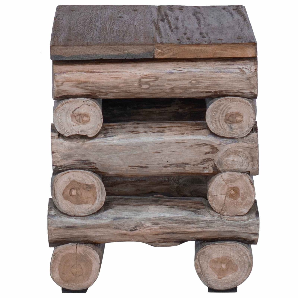 vidaXL Σκαμνί Φυσικό 30 x 30 x 38 cm Στερεό Ξύλο Τίκ