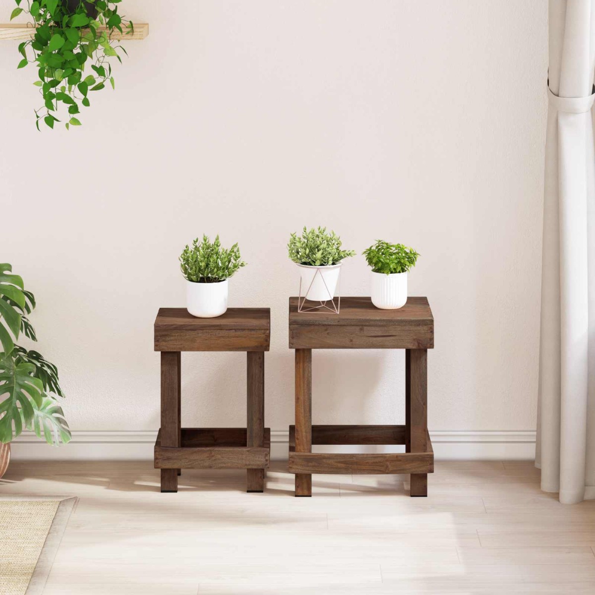 vidaXL Βάση φυτών 2 τμχ. Καφέ 70 x 11 x 27 εκ. Ξύλο Μαόνι