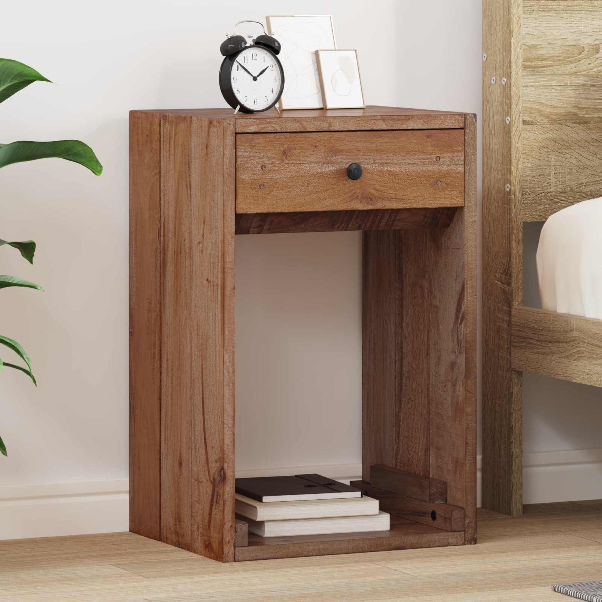 vidaXL Κομοδίνο Καφέ 63 x 30 x 79 εκ Στερεό ξύλο Μαόνι