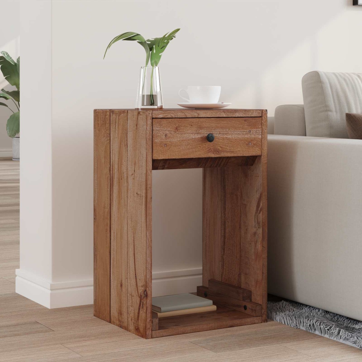 vidaXL Κομοδίνο Καφέ 63 x 30 x 79 εκ Στερεό ξύλο Μαόνι