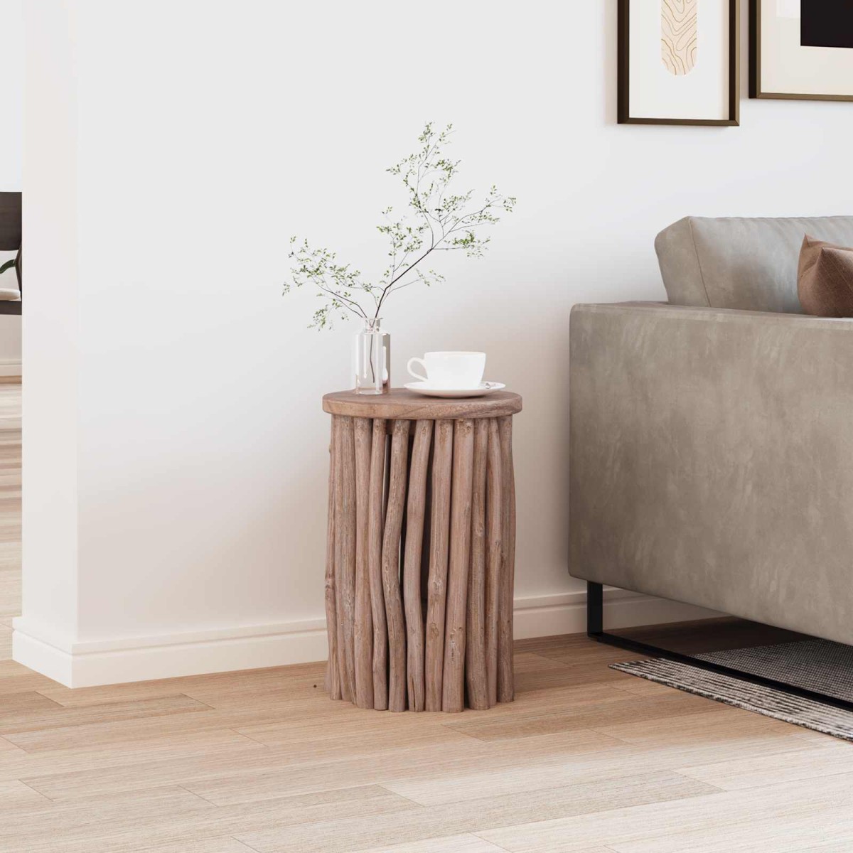 vidaXL Σκαμνί Φυσικό 30 x 30 x 45 εκ. Στερεό Ξύλο Τίκ