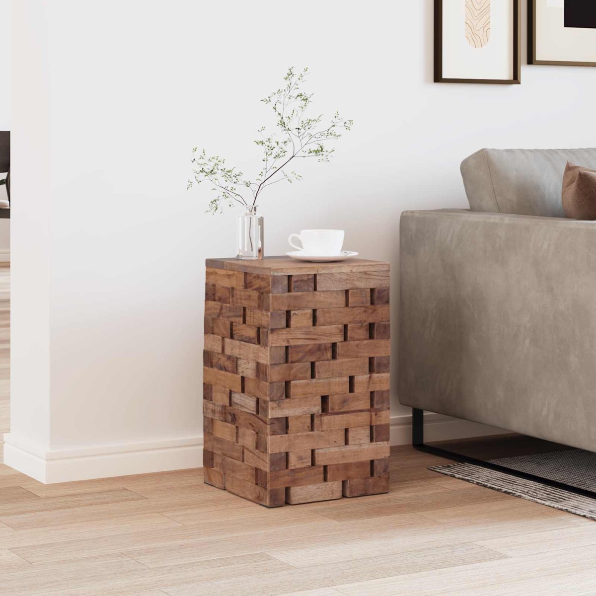 vidaXL Σκαμνί Φυσικό 29 x 29 x 48 εκ. Μασίφ ανακυκλωμένο ξύλο