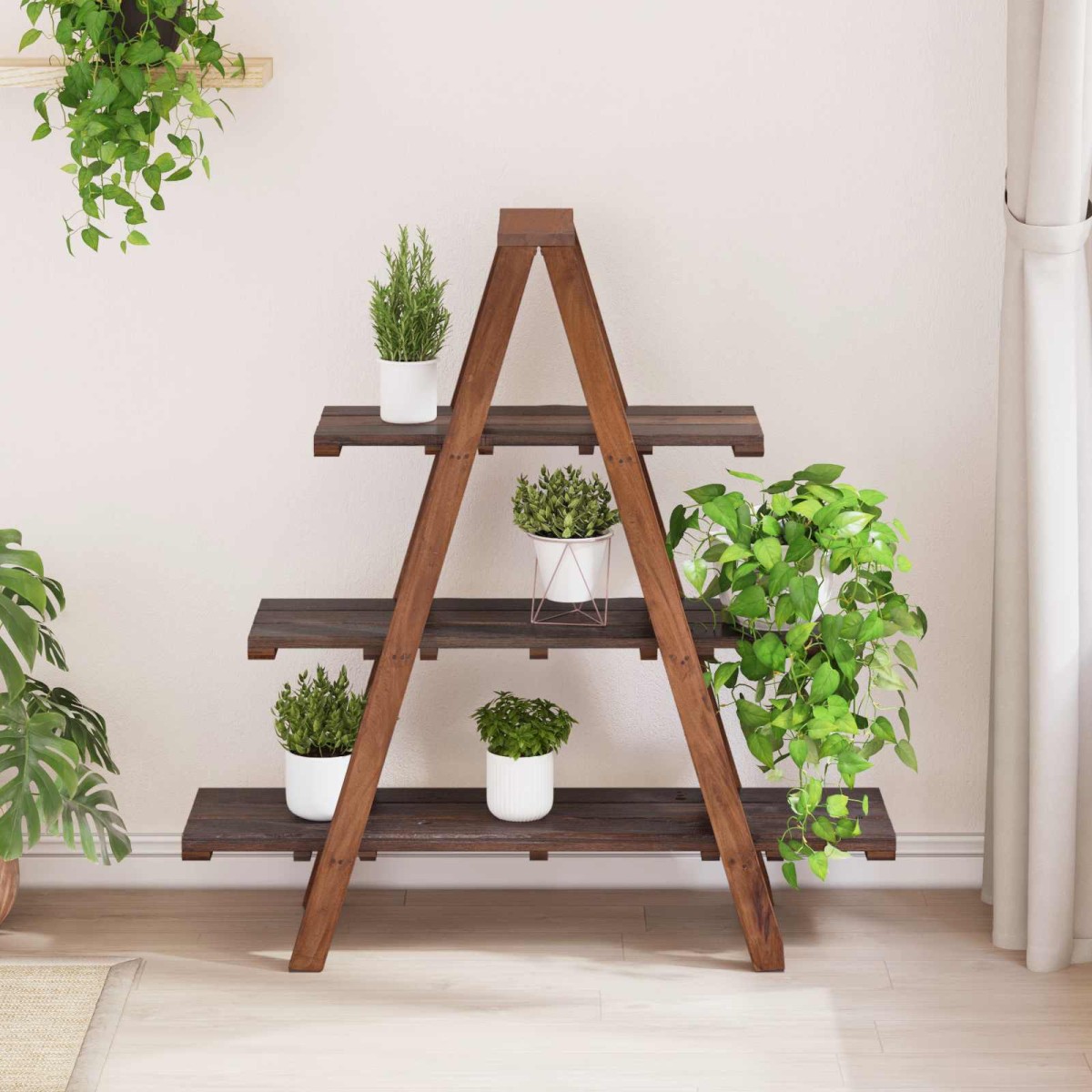 vidaXL Πτυσσόμενη ραφιέρα με ράφι Καφέ 79.5 x 35 x 112 εκ