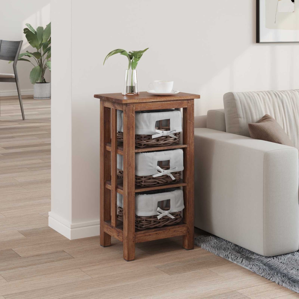 vidaXL Τραπεζάκι Πλευράς Καφέ 38 x 28 x 72 εκ Μασίφ ξύλο μαόνι