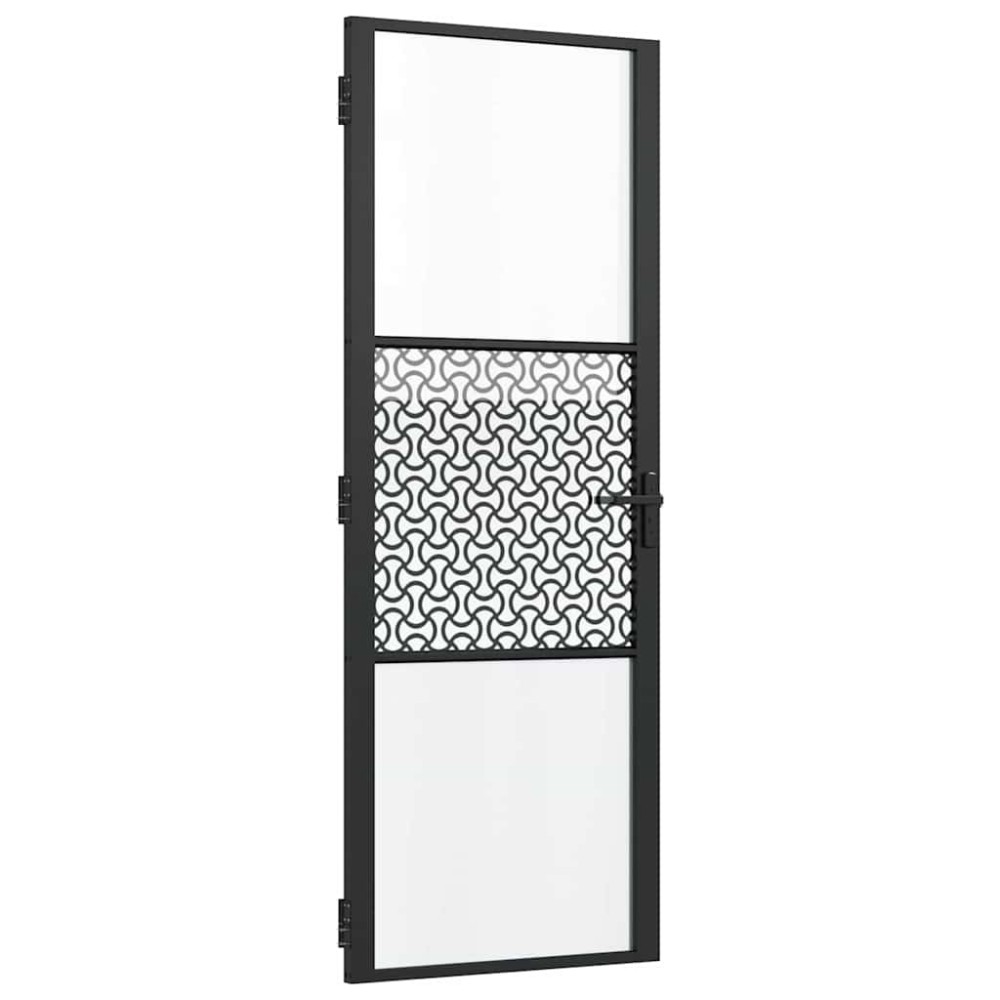 vidaXL Γυάλινη πόρτα Μαύρο 76 x 3,5 x 201,5 εκ Αλουμίνιο