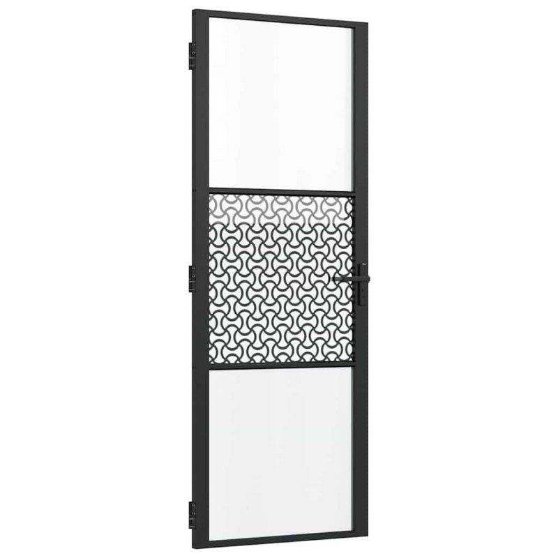 vidaXL Γυάλινη πόρτα Μαύρο 76 x 3,5 x 201,5 εκ Αλουμίνιο