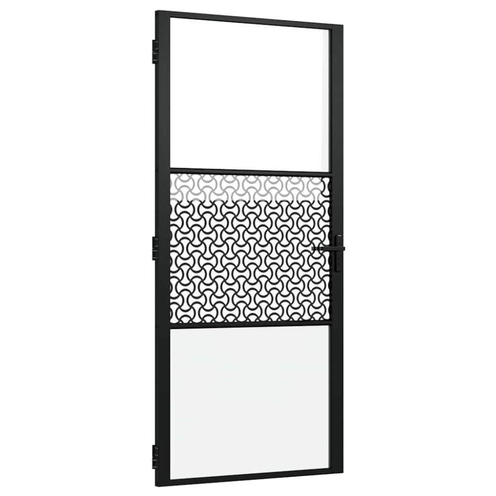vidaXL Γυάλινη πόρτα Μαύρο 93 x 3,5 x 201,5 εκ Αλουμίνιο