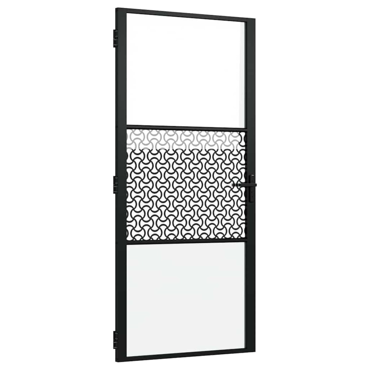 vidaXL Γυάλινη πόρτα Μαύρο 93 x 3,5 x 201,5 εκ Αλουμίνιο